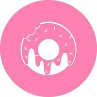 a ilustração do vetor de donut pode ser usada para cartões, convites para festas, cartazes, gravuras e livros. ícone de donut em formato redondo de estilo simples. donut no ícone do círculo rosa.
