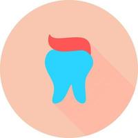 dente no ícone de círculo com longas sombras. clínica dentária ou vetor de empresa. ícone de vetor de símbolo dental para web site, ui, app. conceito médico de estomatologia dentista criativa.