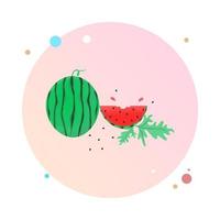 ilustração em vetor de melancia com mordida. fatia de ilustração vetorial de melancia isolada no fundo branco. melancia em ícone de círculo.
