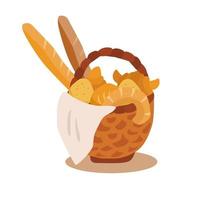 ilustração de pão de cesta de padaria vetor