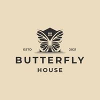 modelo de vetor de ícone de logotipo de casa de borboletas