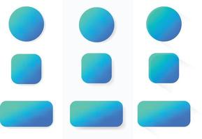sombras. retângulo quadrado e sombras em forma de círculo em 3 estilos diferentes para interface do usuário e ux. botões de chamada para ação e cta com gradientes de azul brilhante. vetor