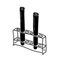silhueta de um par de tubos de ensaio em um suporte, equipamento de laboratório médico para pesquisa vetor