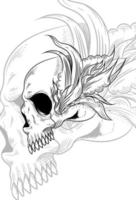 ilustração em vetor planta e crânio humano
