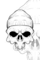 crânio humano com ilustração vetorial de gorro vetor