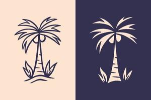 ilustração de coqueiro tropical em local tropical com estilo retro vetor