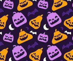 costura padrão de vários silhueta de abóbora com rosto e elemento de halloween. vetor