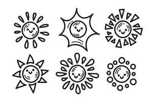 coleção de doodle de ilustração de luz do sol vetor