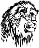 detalha o vetor de tatuagem de cabeça de leão. silhueta do leão.