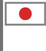 ícone do design plano da bandeira japonesa. inclui um mastro. vetor