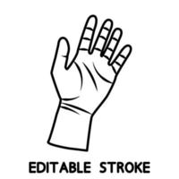mão aberta humana. ícone linear. palma da mão. vetor