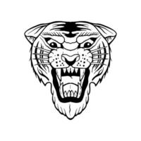 ilustração em preto e branco do tigre impressão em camisetas e suvenires vetor premium vector