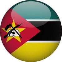 moçambique vetor de ícone de botão de bandeira nacional arredondada 3d