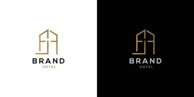 o logotipo das iniciais do hotel fjf é moderno e luxuoso vetor