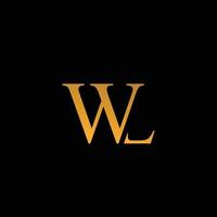 letra inicial de design elegante e luxuoso wl vetor