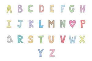 vetor - alfabeto bonito da letra abc isolado no fundo branco. pode ser usado para decorar qualquer cartão da web, impressão, adesivo, álbum de recortes. objeto.