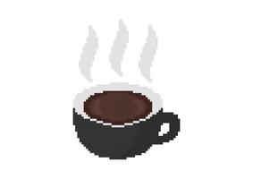café quente ou ilustração de chocolate quente com tema de pixel vetor