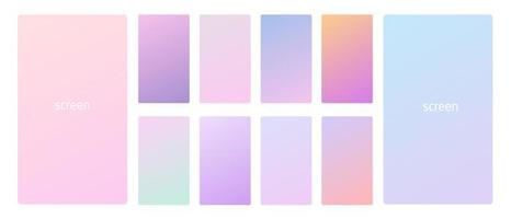 fundo de cor suave gradiente pastel vibrante e suave definido para dispositivos, pc e tela do smartphone moderno fundos de cor pastel suave vector ux e ui design illustration.