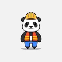 panda fofo vestindo uniforme de trabalhador vetor