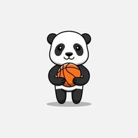 panda fofo carregando uma bola de basquete vetor