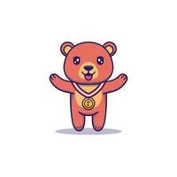 urso fofo ganhou a primeira medalha vetor