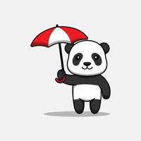 panda fofo carregando um guarda-chuva vetor