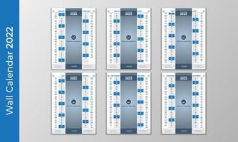 Design de calendário de parede multipágina 2022 elegante azul com mês vertical vetor