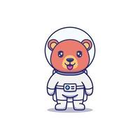 urso fofo vestindo terno de astronauta vetor