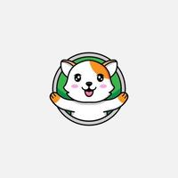 logotipo de gato fofo com fundo verde vetor