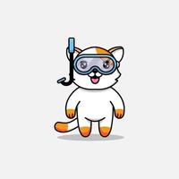 gato fofo usando óculos de mergulho vetor