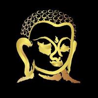 cabeça de Buda com pincelada dourada isolada em fundo preto vetor