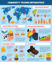 Conjunto de infográfico de negociação de commodities vetor