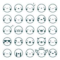 emoji emoticons conjunto preto vetor