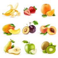 Conjunto de ícones plana de frutas vetor