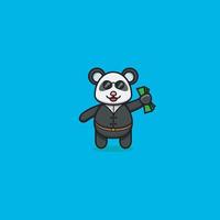 panda bebê fofo vestindo fantasia de empresário. design de personagem, logotipo, ícone e inspiração. vetor