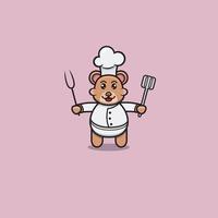 chef de urso bebê fofo. design de personagem, logotipo, ícone, desenho animado e inspiração. vetor