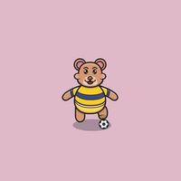 fofo urso de futebol. design de personagem, logotipo, ícone, desenho animado e inspiração. vetor