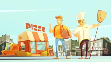 Ilustração de entrega de pizza