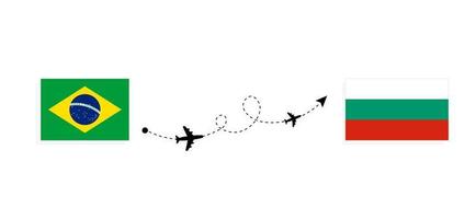 voo e viagem do Brasil para a Bulgária pelo conceito de viagem de avião de passageiros vetor