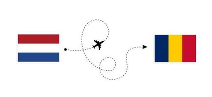voo e viagem da Holanda para o Chade, pelo conceito de viagem de avião de passageiros vetor