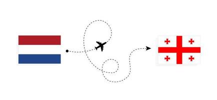 voo e viagem da Holanda para a Geórgia pelo conceito de viagem de avião de passageiros vetor