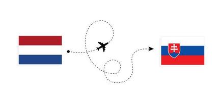 voo e viagens da Holanda para a Eslováquia pelo conceito de viagens de avião de passageiros vetor