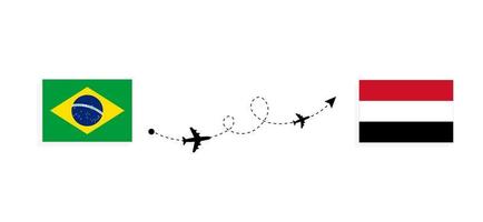 voo e viagem do Brasil para o Iêmen pelo conceito de viagem de avião de passageiros vetor
