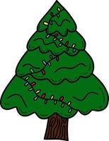doodle colorido pinheiro perene ilustração em vetor árvore de Natal. elemento de design de férias. decoração de ano novo