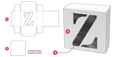 caixa com modelo de corte estampado com janela de alfabeto z vetor