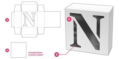 caixa com modelo de janela cortada com alfabeto n estampado vetor