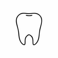 desenho de um dente em um fundo branco. um dente desenhado com uma linha preta à mão. ilustração vetorial no estilo doodle. logotipo da clínica odontológica. vetor