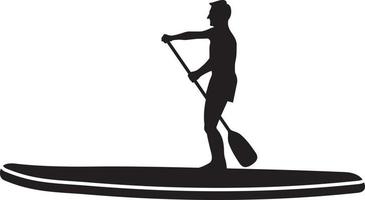 silhueta de stand up paddle vetor