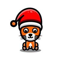 gato usa chapéus de natal em fundo branco, modelo de design de logotipo de vetor para camiseta, adesivo etc, como você pode editar tudo o que desejar