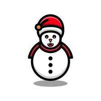 boneco de neve usar chapéus de natal em fundo branco, modelo de design de logotipo de vetor para camiseta, adesivo etc, como você pode editar o quanto quiser